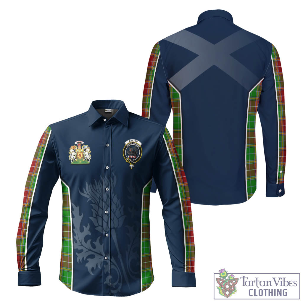 Tartan Vibes Clothing Baxter Modern Tartan Long Sleeve Button Up Shirt with Family Crest and Scottish Thistle Vibes Sport Style