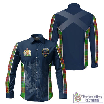 Baxter Modern Tartan Long Sleeve Button Up Shirt with Family Crest and Scottish Thistle Vibes Sport Style