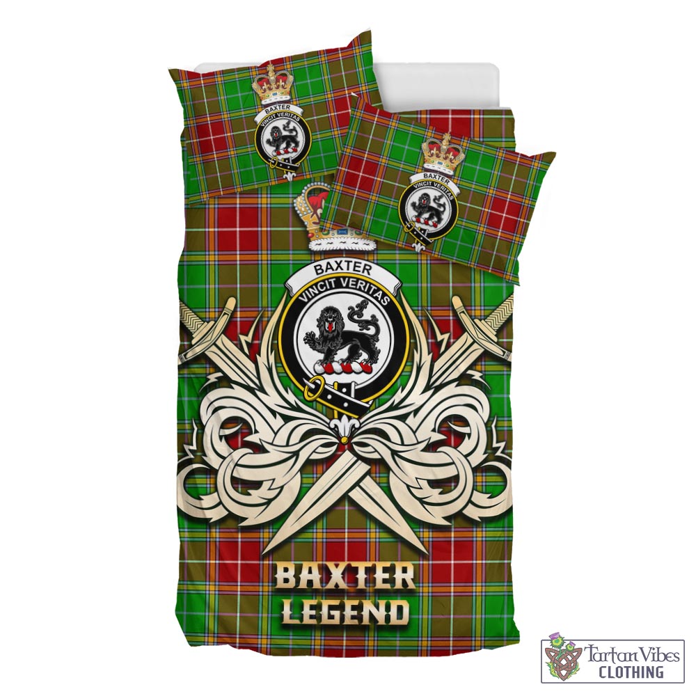Tartan Vibes Clothing Baxter Modern Tartan Bedding Set with Clan Crest and the Golden Sword of Courageous Legacy