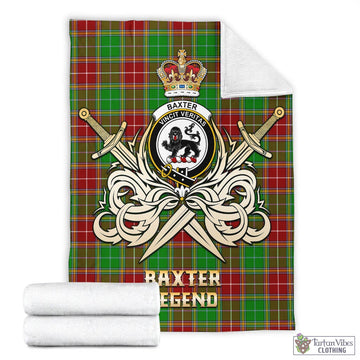 Baxter Modern Tartan Blanket with Clan Crest and the Golden Sword of Courageous Legacy