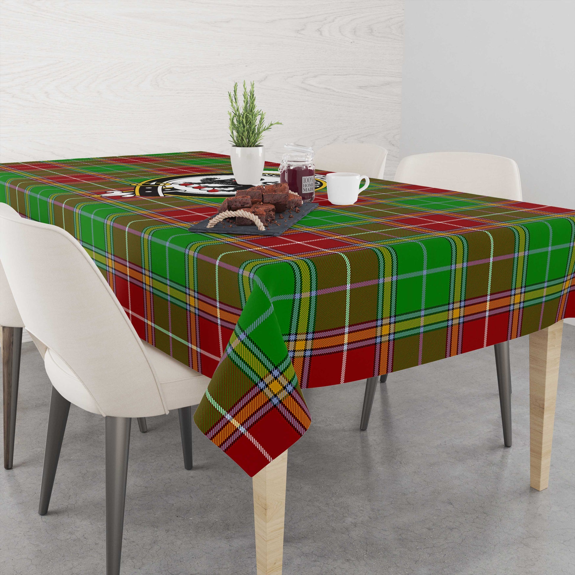 Baxter Modern Tatan Tablecloth with Family Crest - Tartanvibesclothing