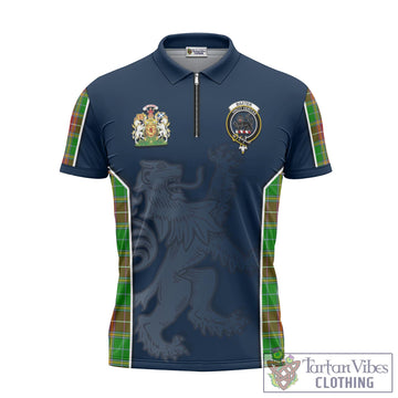 Baxter Modern Tartan Zipper Polo Shirt with Family Crest and Lion Rampant Vibes Sport Style