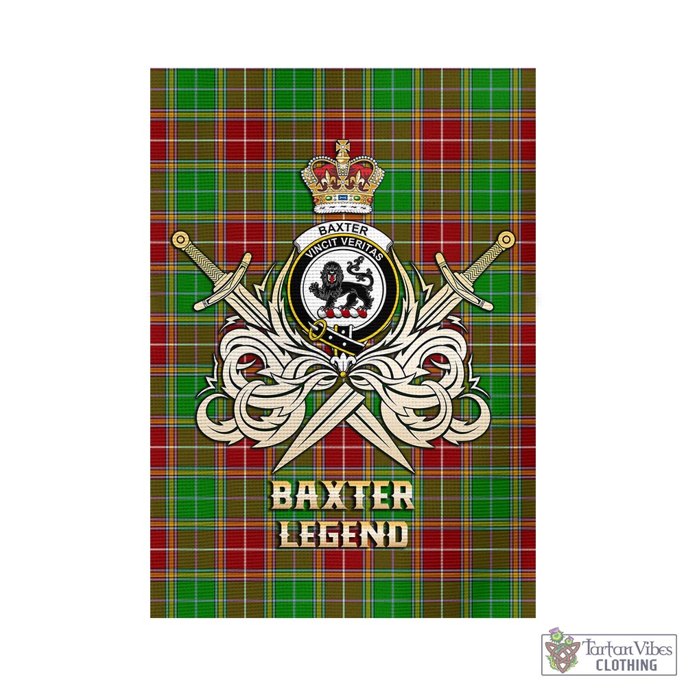 Tartan Vibes Clothing Baxter Modern Tartan Flag with Clan Crest and the Golden Sword of Courageous Legacy