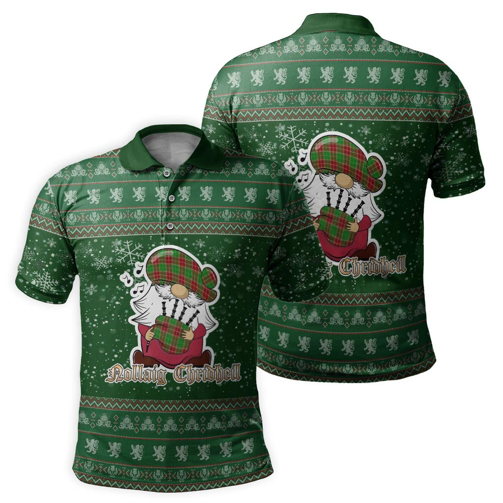 Baxter Modern Clan Christmas Family Polo Shirt with Funny Gnome Playing Bagpipes - Tartanvibesclothing
