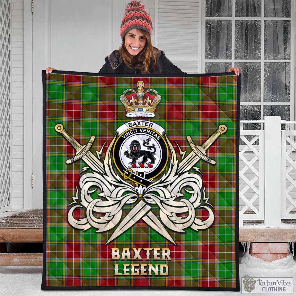 Tartan Vibes Clothing Baxter Modern Tartan Quilt with Clan Crest and the Golden Sword of Courageous Legacy