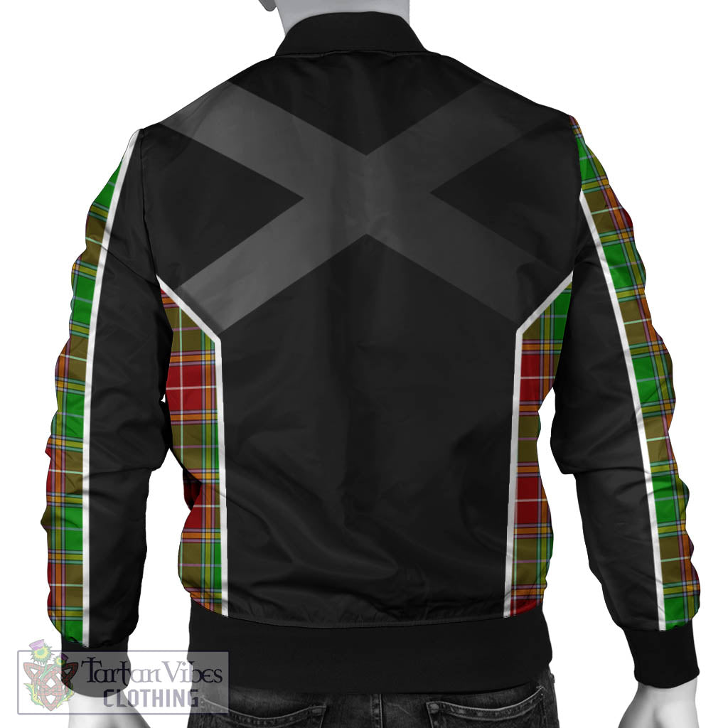 Tartan Vibes Clothing Baxter Modern Tartan Bomber Jacket with Family Crest and Scottish Thistle Vibes Sport Style