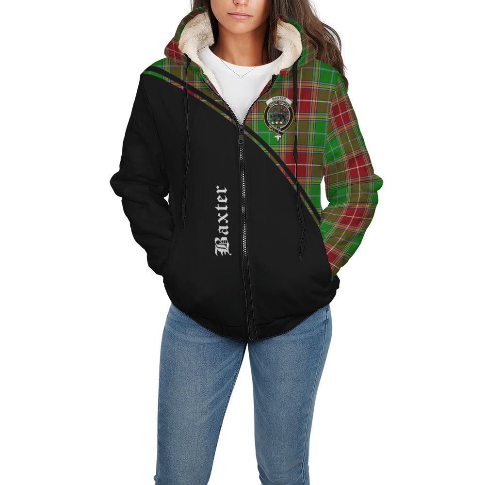 Baxter Modern Tartan Sherpa Hoodie with Family Crest Curve Style - Tartanvibesclothing