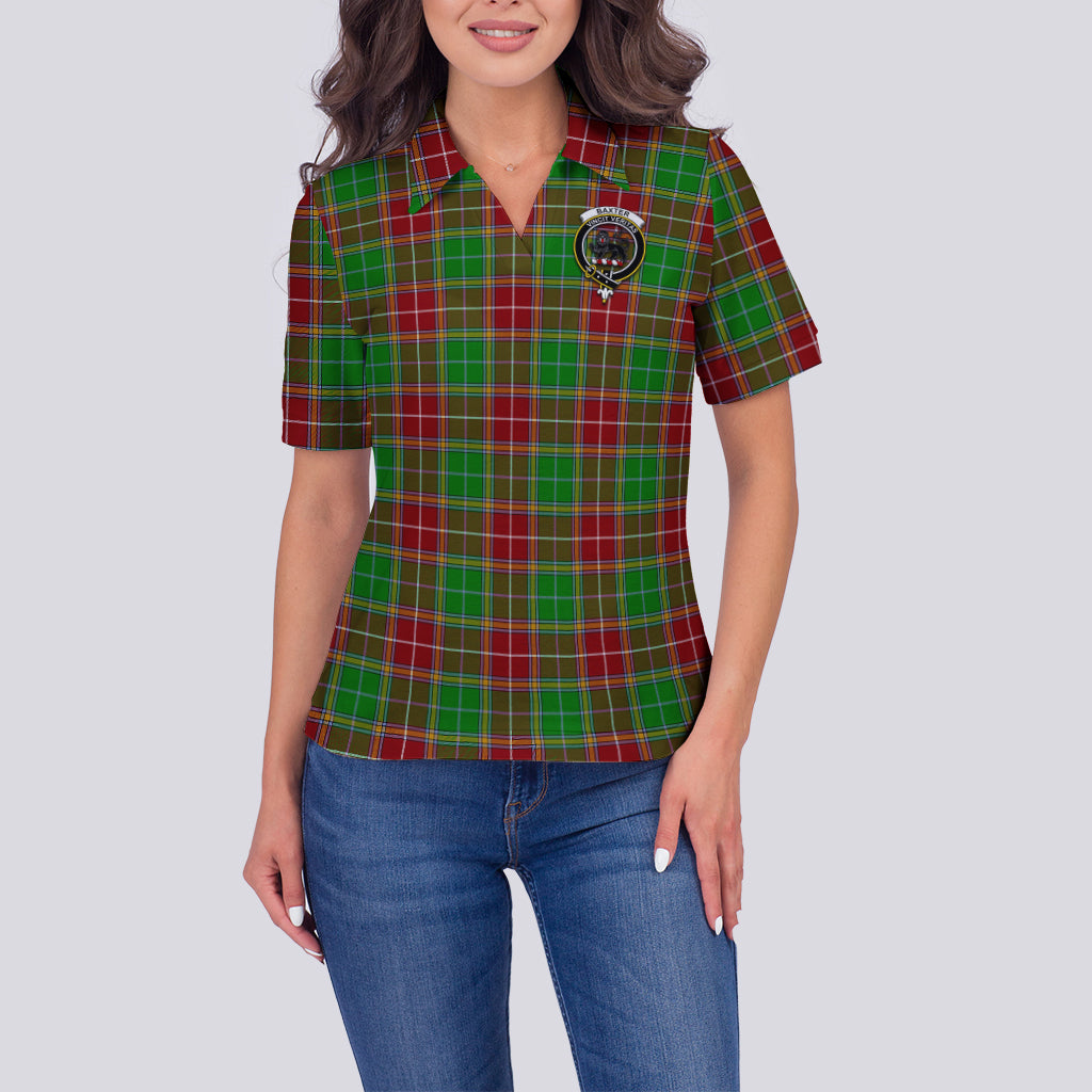 Baxter Modern Tartan Polo Shirt with Family Crest For Women - Tartanvibesclothing