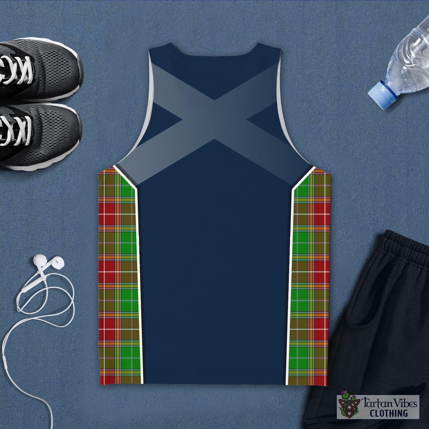 Tartan Vibes Clothing Baxter Modern Tartan Men's Tanks Top with Family Crest and Scottish Thistle Vibes Sport Style