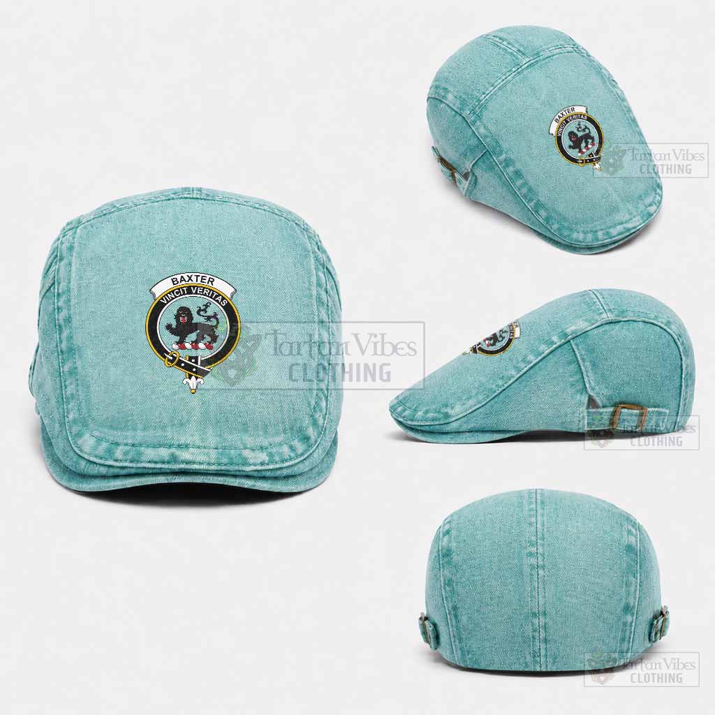 Baxter Scottish Clan Crest Washed Flat Cap - Unisex Jeff Cap One Size (Adjustable) Lake Blue - Tartan Vibes Clothing