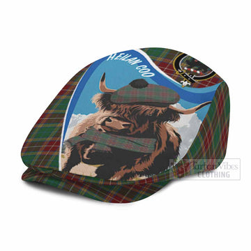 Baxter Scottish Heilan Coo Tartan Crest Flat Cap, Jeff Cap