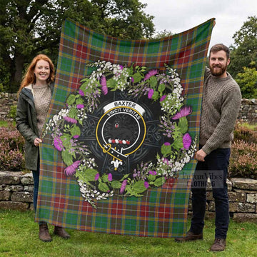 Baxter Scottish Tartan White Heather With Thistle Blanket Beir Buaidh!