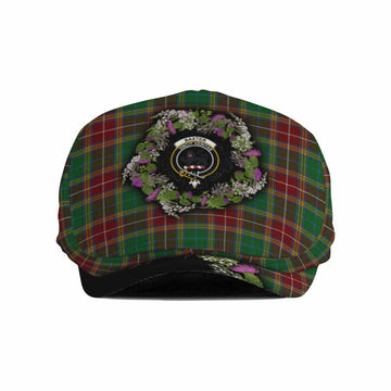 Baxter Scottish Tartan White Heather With Thistle Flat Cap, Jeff Cap Beir Buaidh!