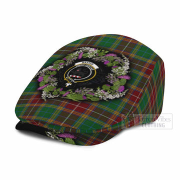Baxter Scottish Tartan White Heather With Thistle Flat Cap, Jeff Cap Beir Buaidh!