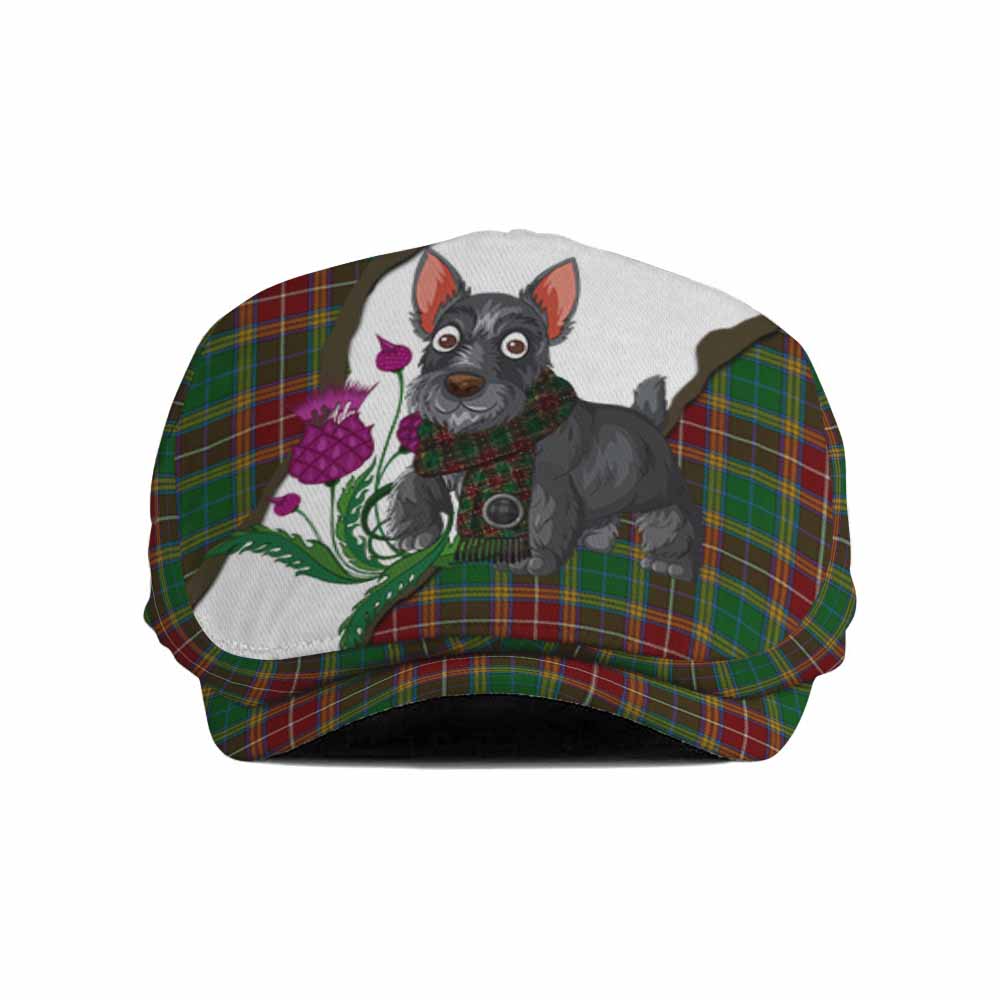 Baxter Scottish Terrier Tartan Flat Cap, Jeff Cap Thistle Heritage Art Flat Cap - Tartan Vibes Clothing