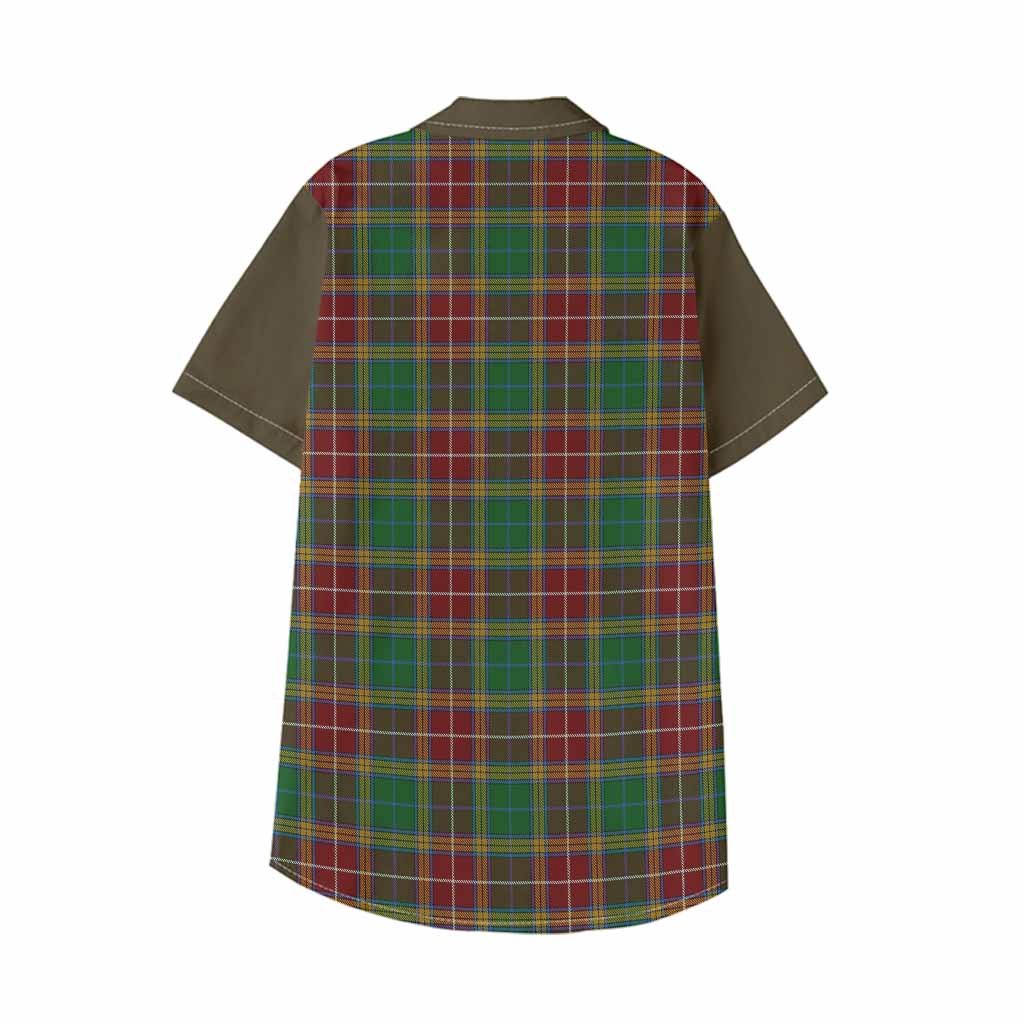 Baxter Tartan Accent Kid Hawaiian Shirt with Family Crest