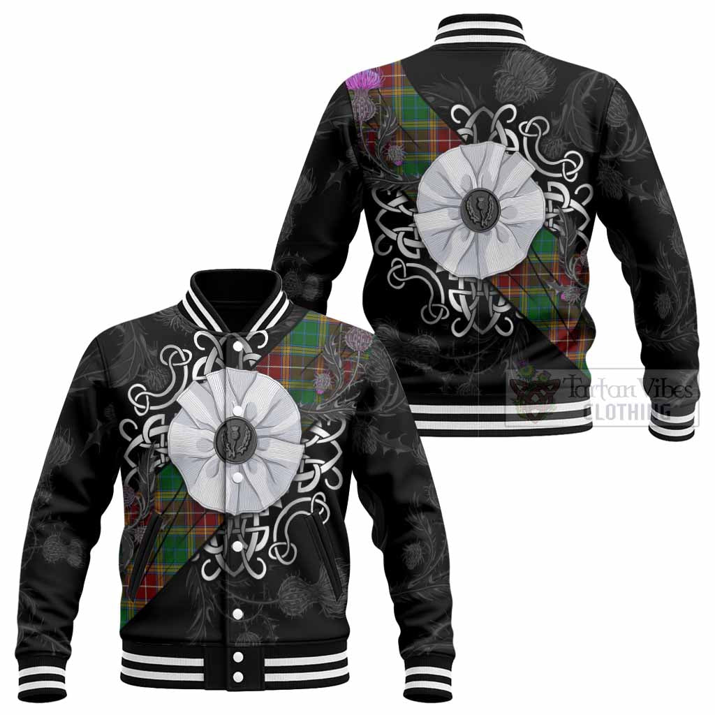 Baxter Tartan Baseball Jacket Jacobite White Rose - Tartan Vibes Clothing