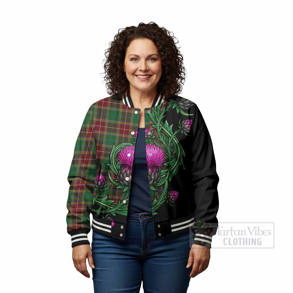 Baxter Tartan Baseball Jacket Resilient Scottish Thistle - Tartan Vibes Clothing