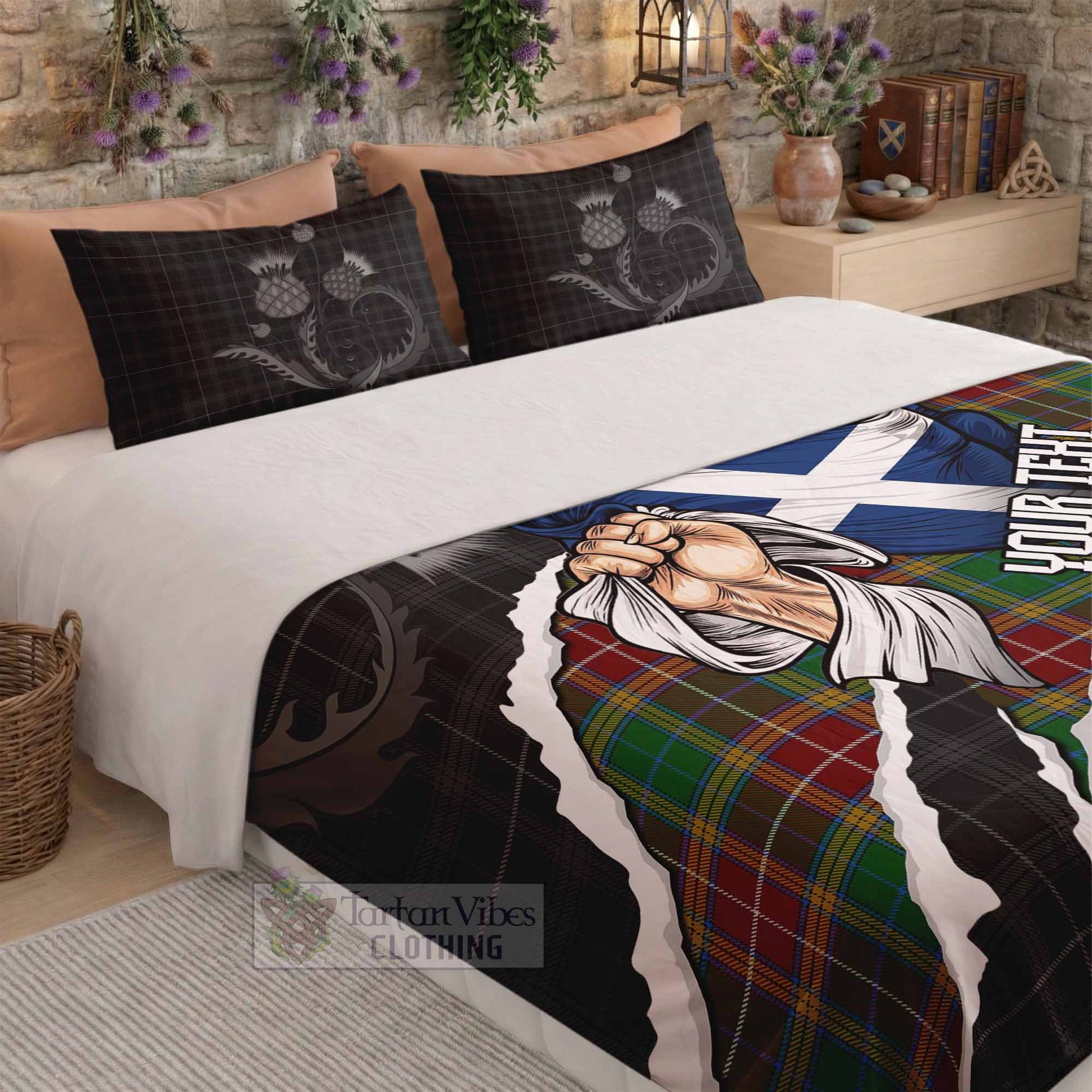 Baxter Tartan Bedding Set Hands with Scotland National Flags - Tartan Vibes Clothing