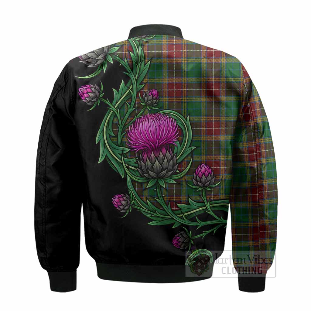 Baxter Tartan Bomber Jacket Resilient Scottish Thistle - Tartan Vibes Clothing