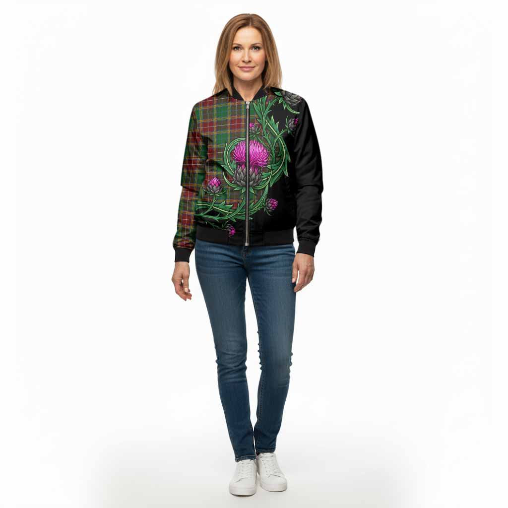 Baxter Tartan Bomber Jacket Resilient Scottish Thistle - Tartan Vibes Clothing