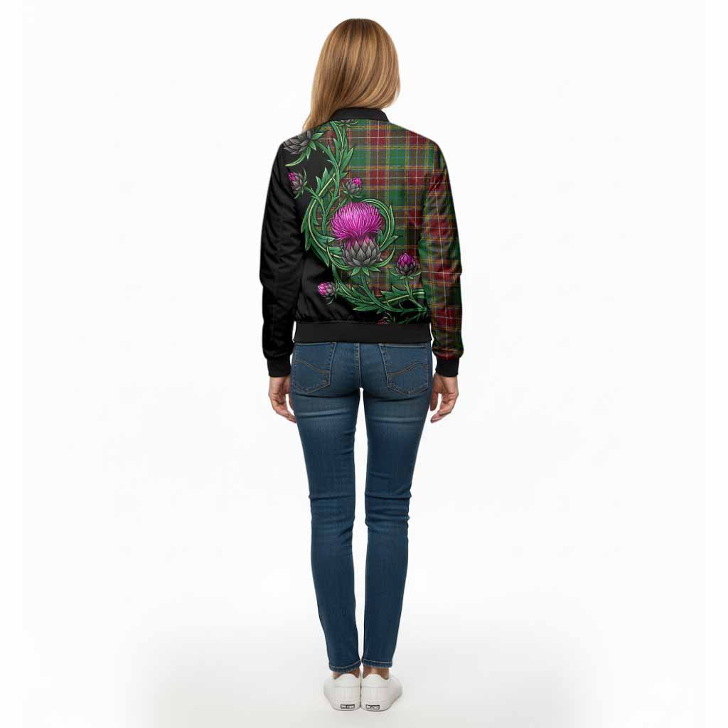 Baxter Tartan Bomber Jacket Resilient Scottish Thistle - Tartan Vibes Clothing