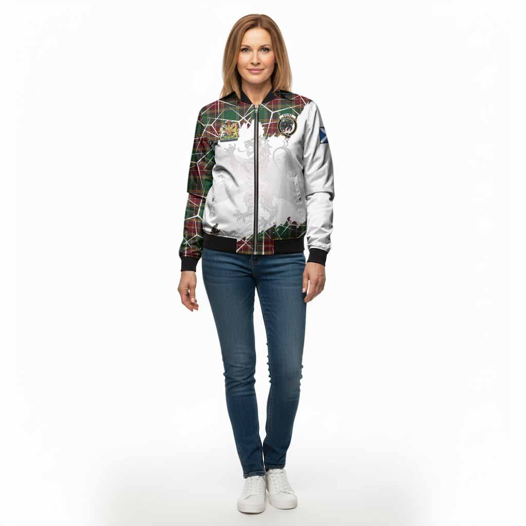 Baxter Tartan Bomber Jacket with Family Crest and Lion Rampant Grunge Style