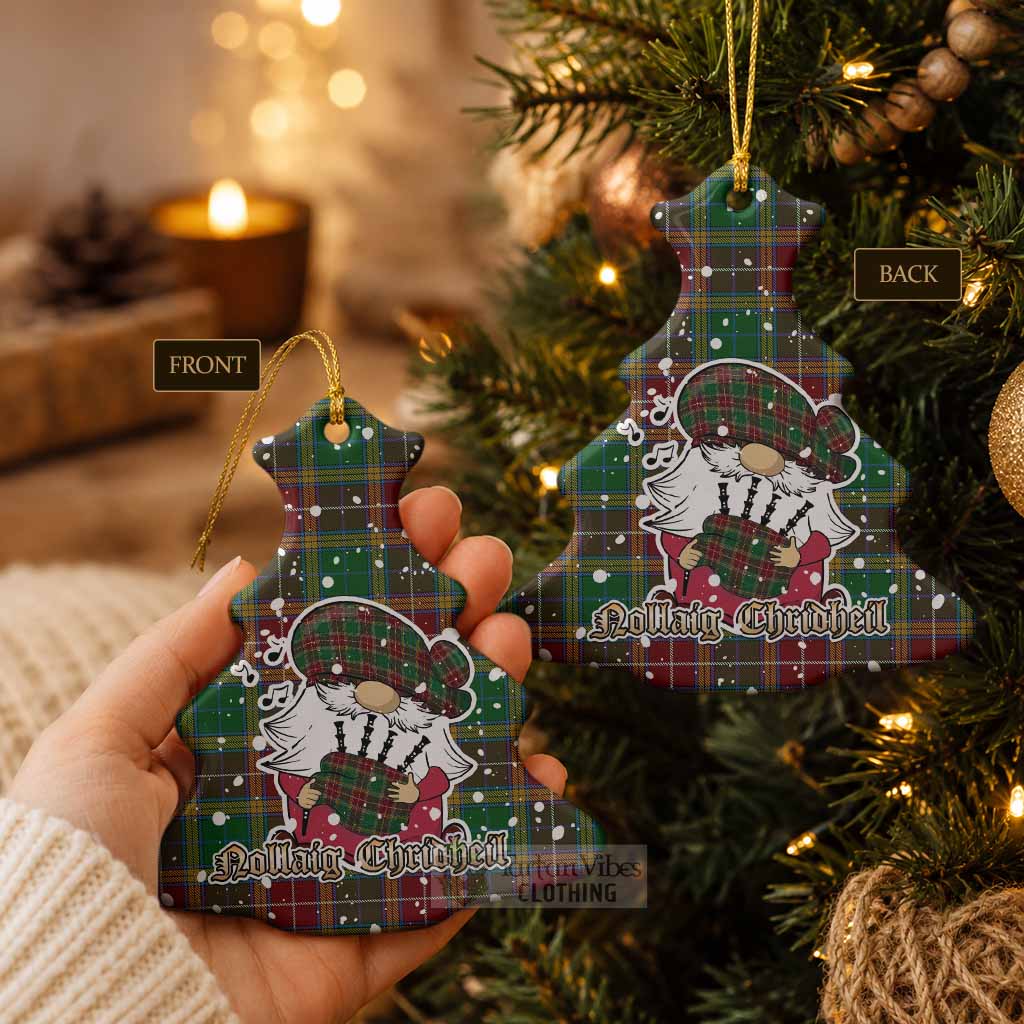 Baxter Tartan Ceramic Christmas Tree Ornament Gnome Bagpiper - Chistmas Tree Decor - Tartan Vibes Clothing