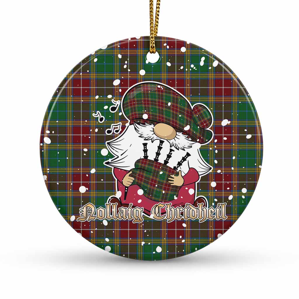 Baxter Tartan Ceramic Circle Ornament Gnome Bagpiper - Chistmas Tree Decor