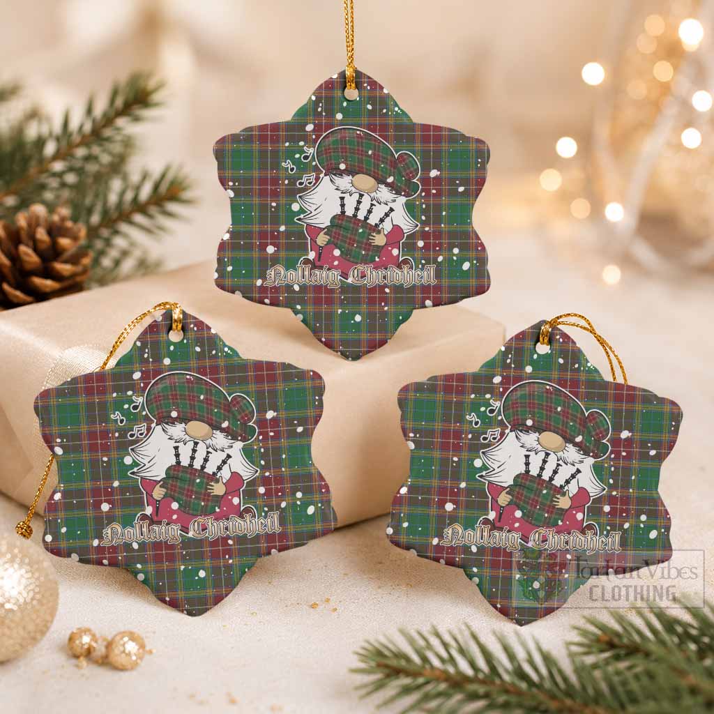 Baxter Tartan Ceramic Snow Flake Ornament Gnome Bagpiper - Chistmas Tree Decor Pack of 3 - Tartan Vibes Clothing