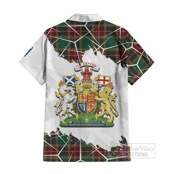 Baxter Tartan Cotton Hawaiian Shirt with Family Crest and Lion Rampant Grunge Style
