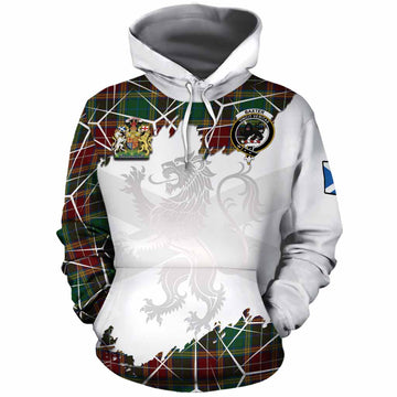 Baxter Tartan Cotton Hoodie with Family Crest and Lion Rampant Grunge Style