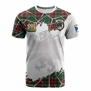 Baxter Tartan Cotton T-shirt with Family Crest and Lion Rampant Grunge Style