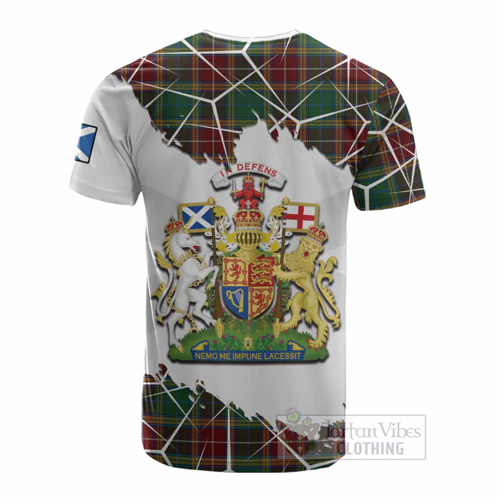 Baxter Tartan Cotton T-shirt with Family Crest and Lion Rampant Grunge Style