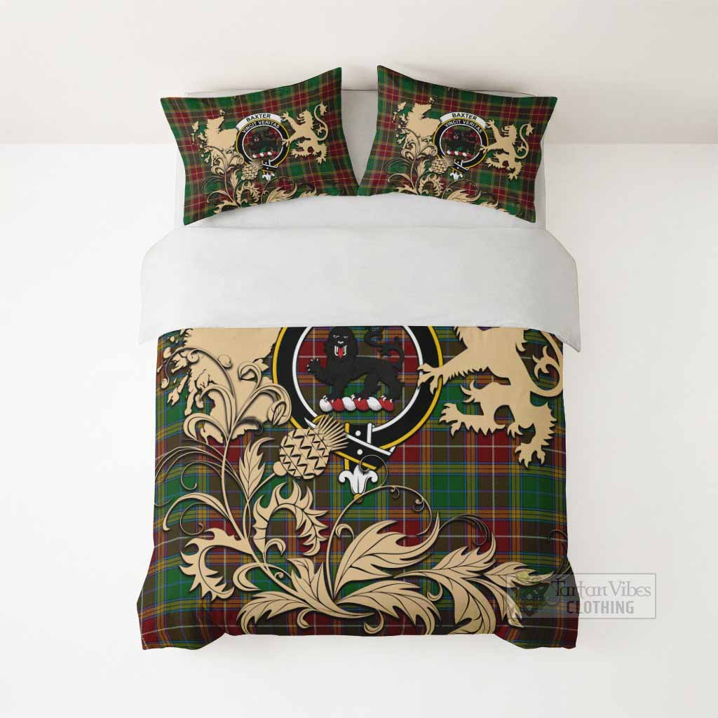 Baxter Tartan Crest Bedding Set with Scottish Iconic Symbols 