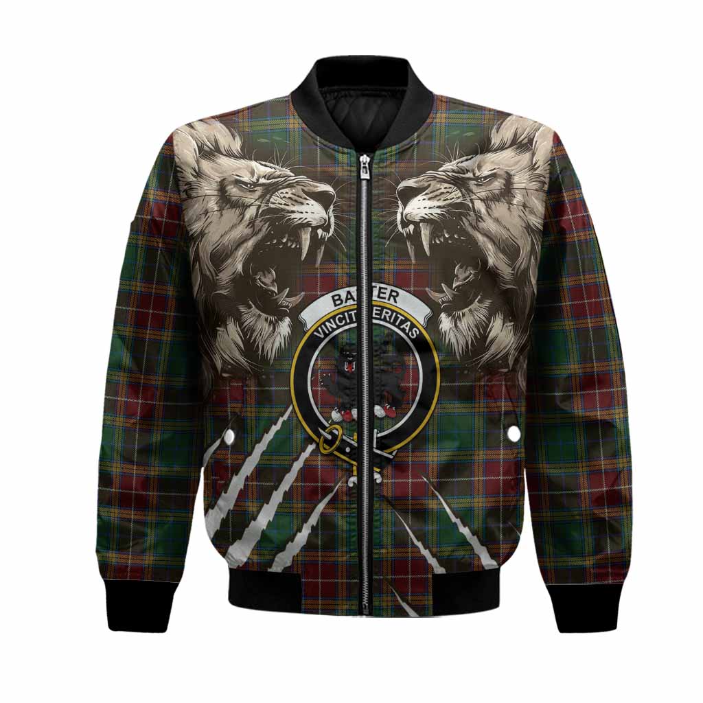 Baxter Tartan Crest Bomber Jacket Ferocious Lion Style