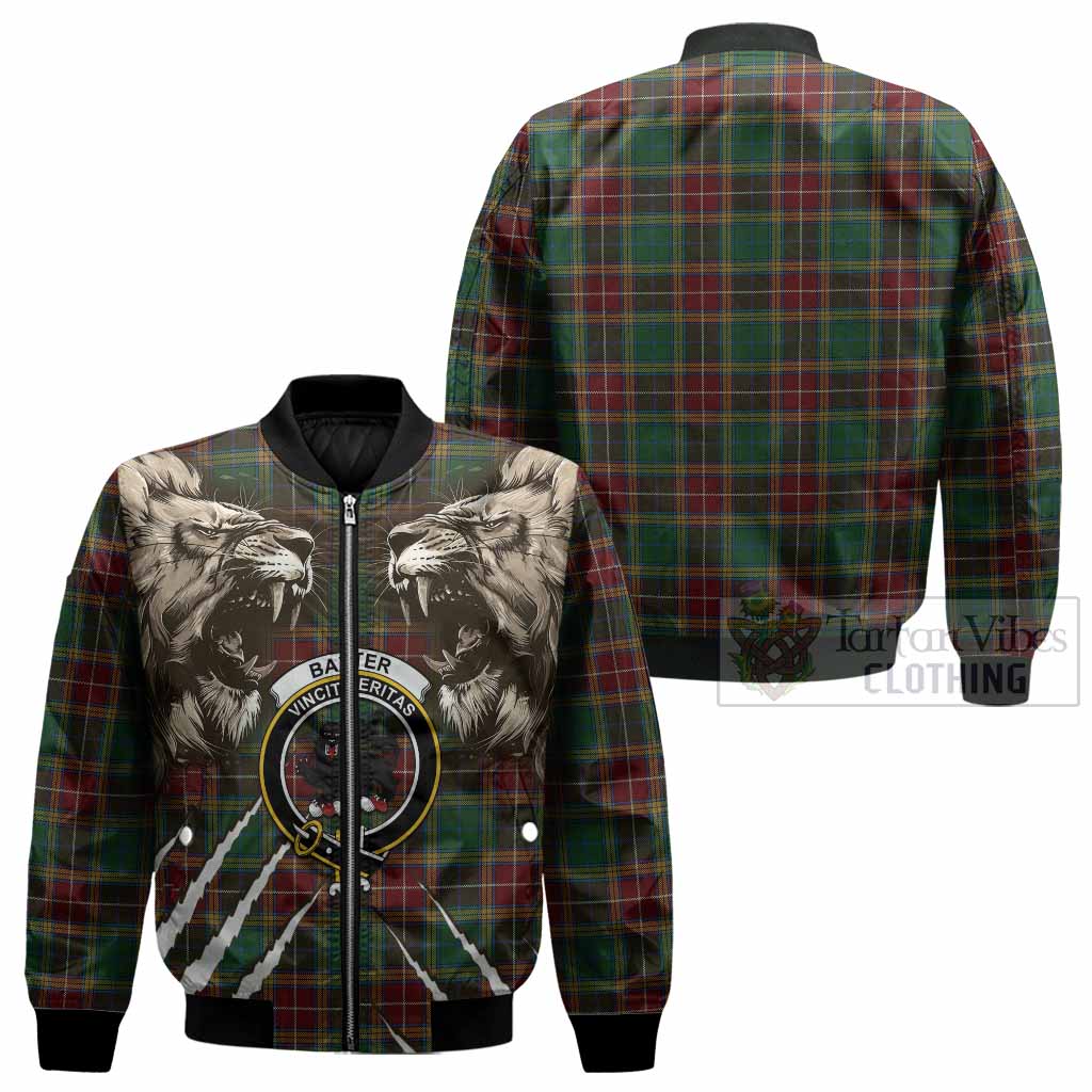 Baxter Tartan Crest Bomber Jacket Ferocious Lion Style