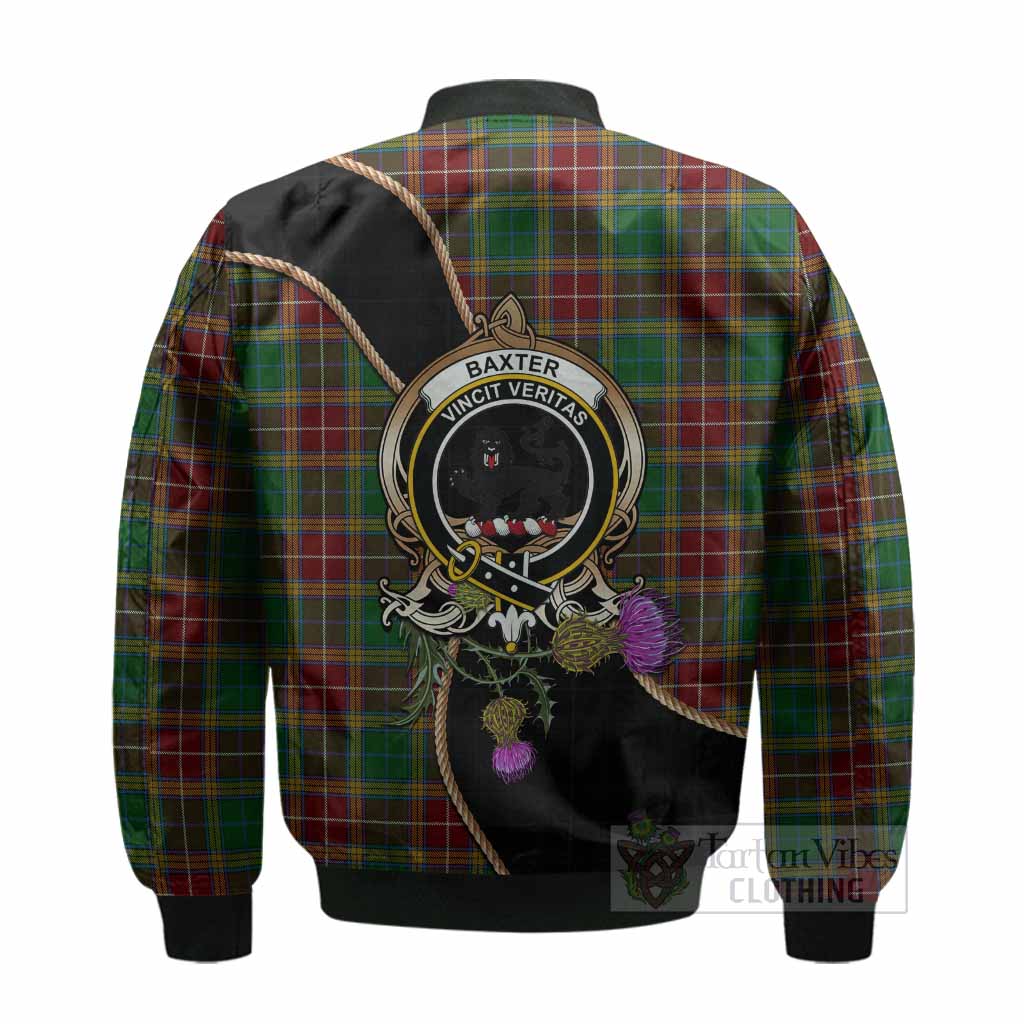 Baxter Tartan Crest Bomber Jacket Scottish Thistle Spirit - Tartan Vibes Clothing