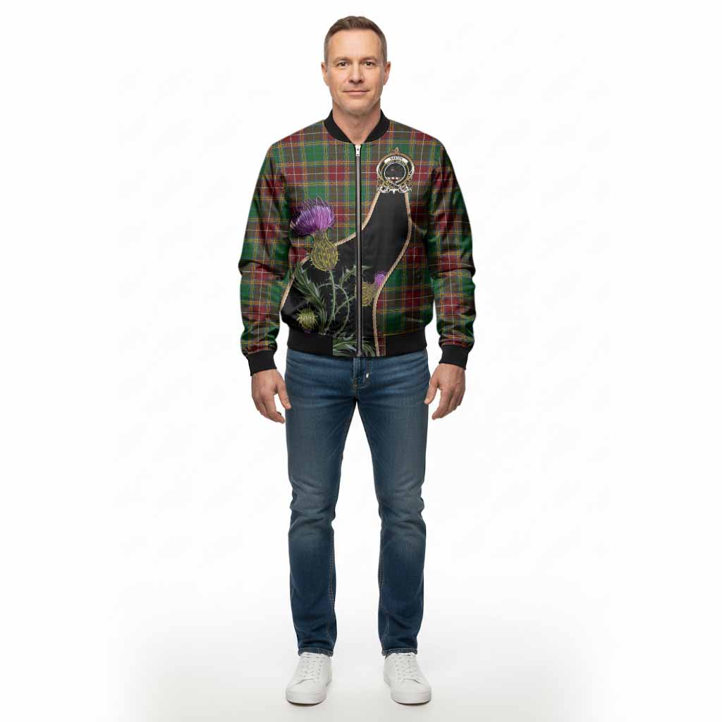 Baxter Tartan Crest Bomber Jacket Scottish Thistle Spirit - Tartan Vibes Clothing
