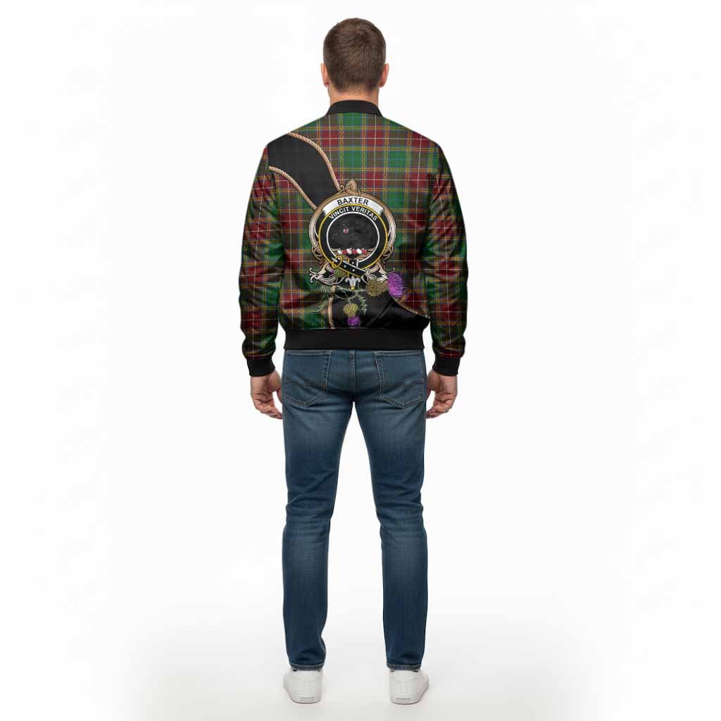 Baxter Tartan Crest Bomber Jacket Scottish Thistle Spirit - Tartan Vibes Clothing