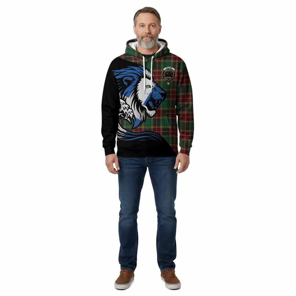 Baxter Tartan Crest Cotton Hoodie Scottish Golden Lions Wave Flow