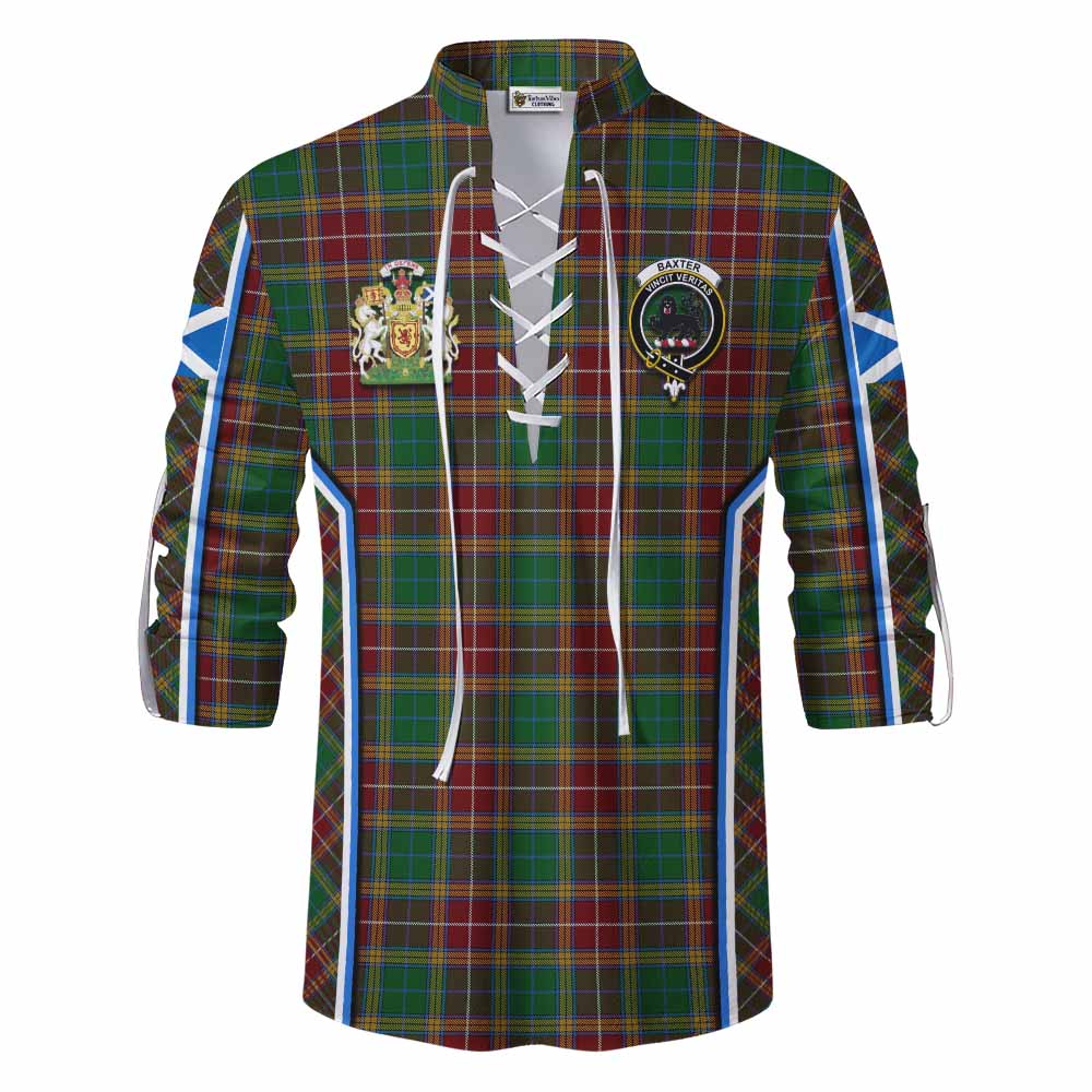 Baxter Tartan Crest Ghillie Kilt Shirt Scotland Coat of Arm Flag Style - Tartan Vibes Clothing