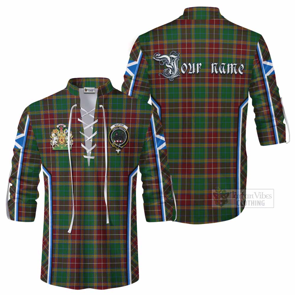 Baxter Tartan Crest Ghillie Kilt Shirt Scotland Coat of Arm Flag Style - Tartan Vibes Clothing