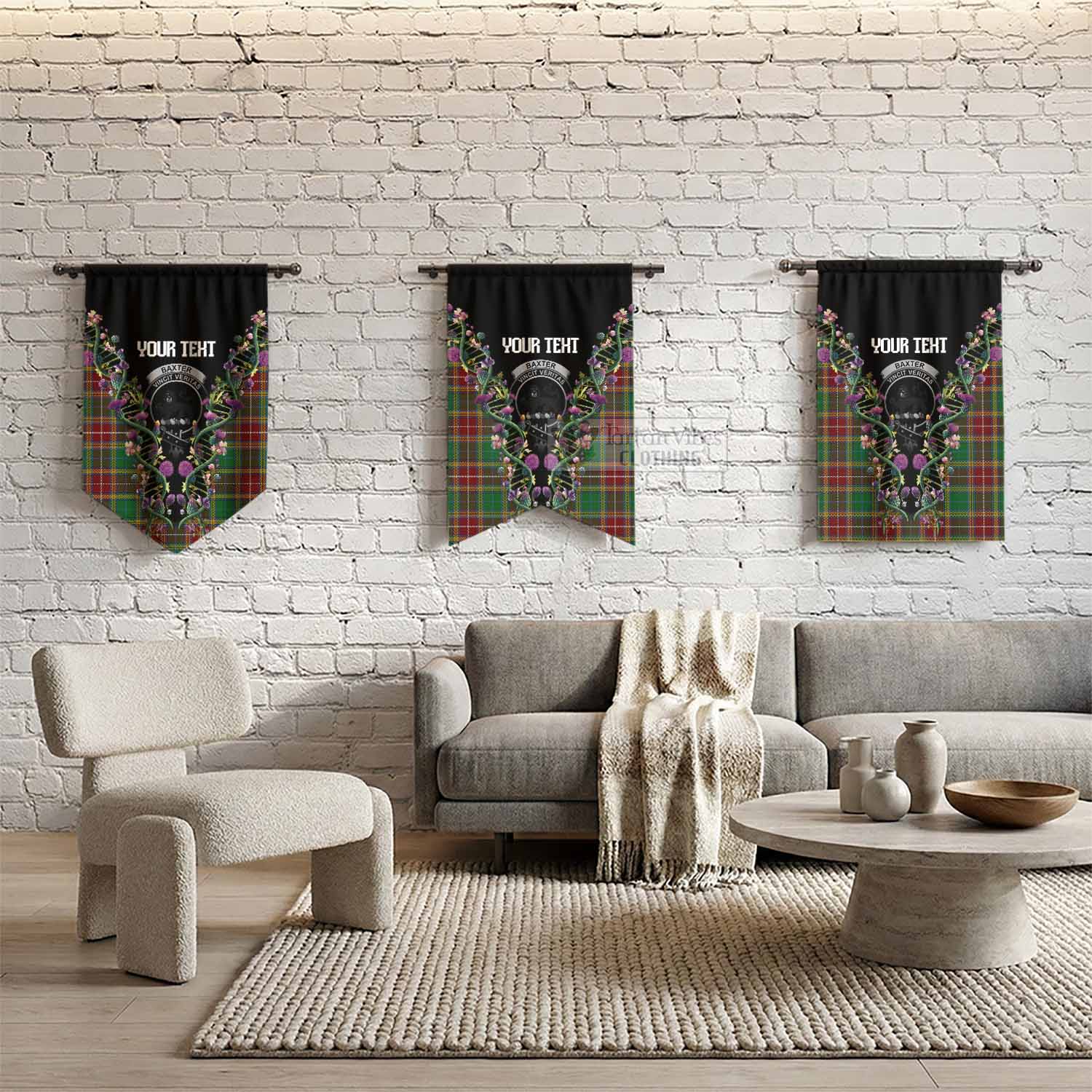 Baxter Tartan Crest Gonfalon Scottish Heritage Thistle DNA