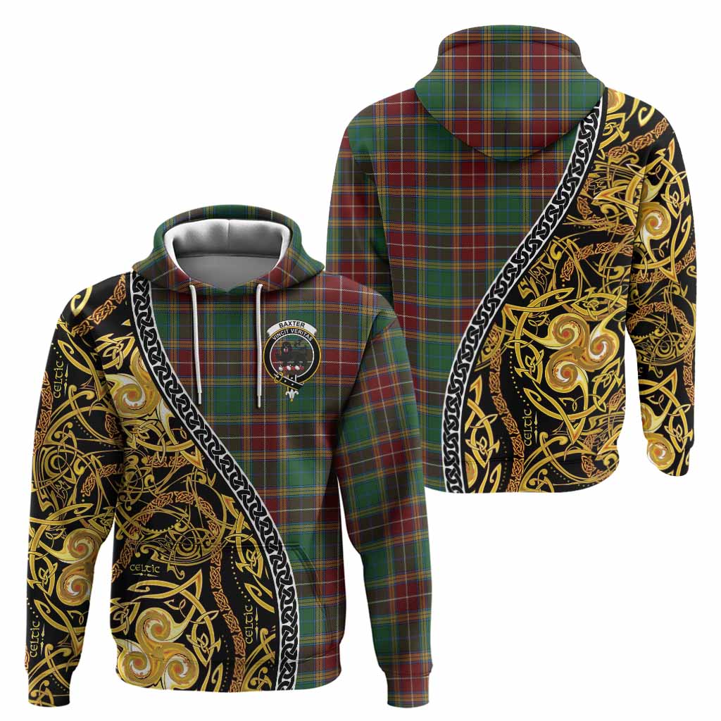 Baxter Tartan Crest Hoodie Celtic Knot and Triple Trickle Spiral Symbols