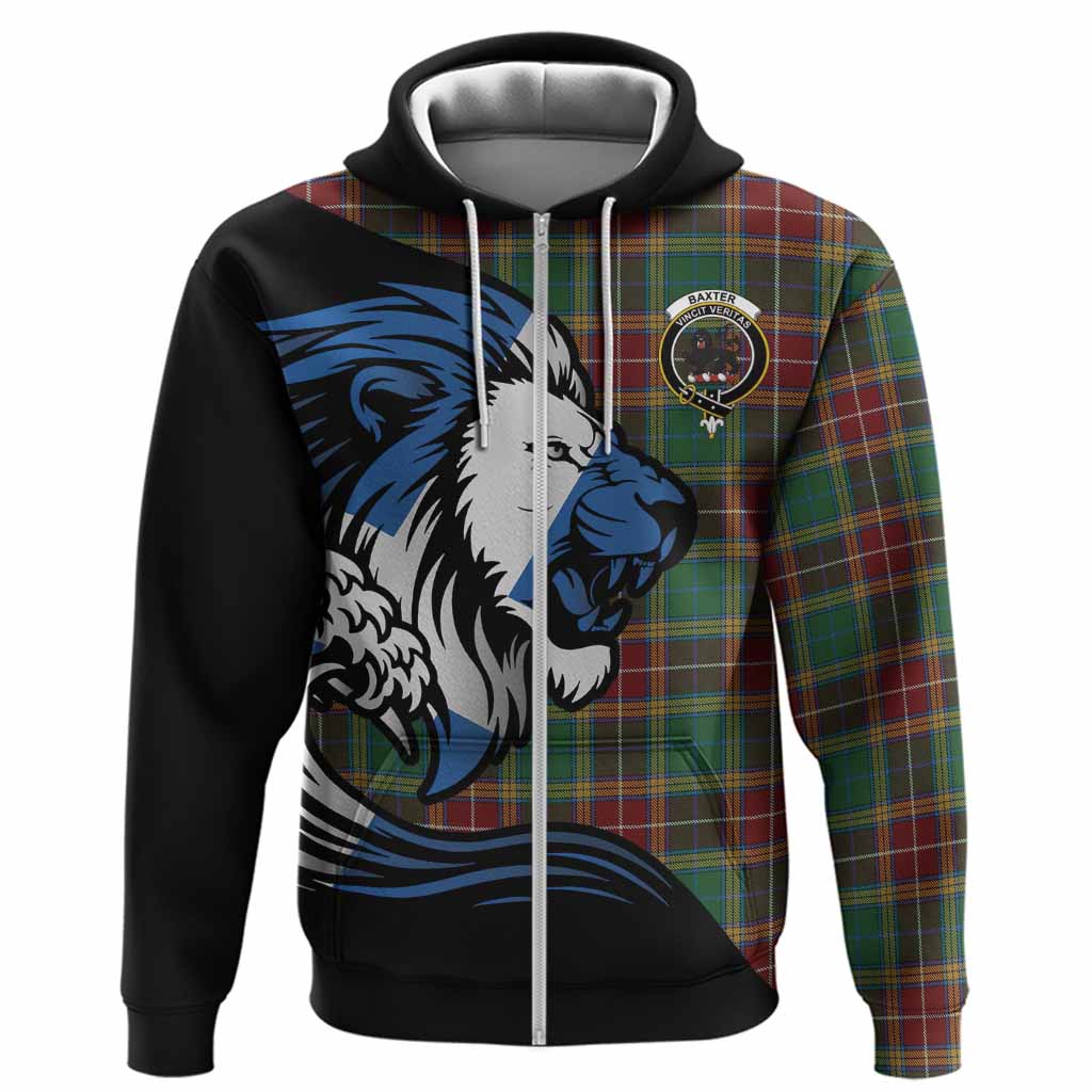 Baxter Tartan Crest Hoodie Scottish Golden Lions Wave Flow