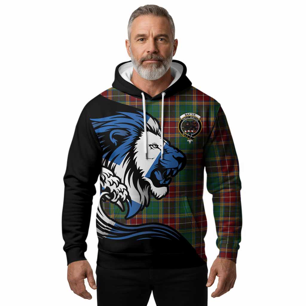 Baxter Tartan Crest Hoodie Scottish Golden Lions Wave Flow