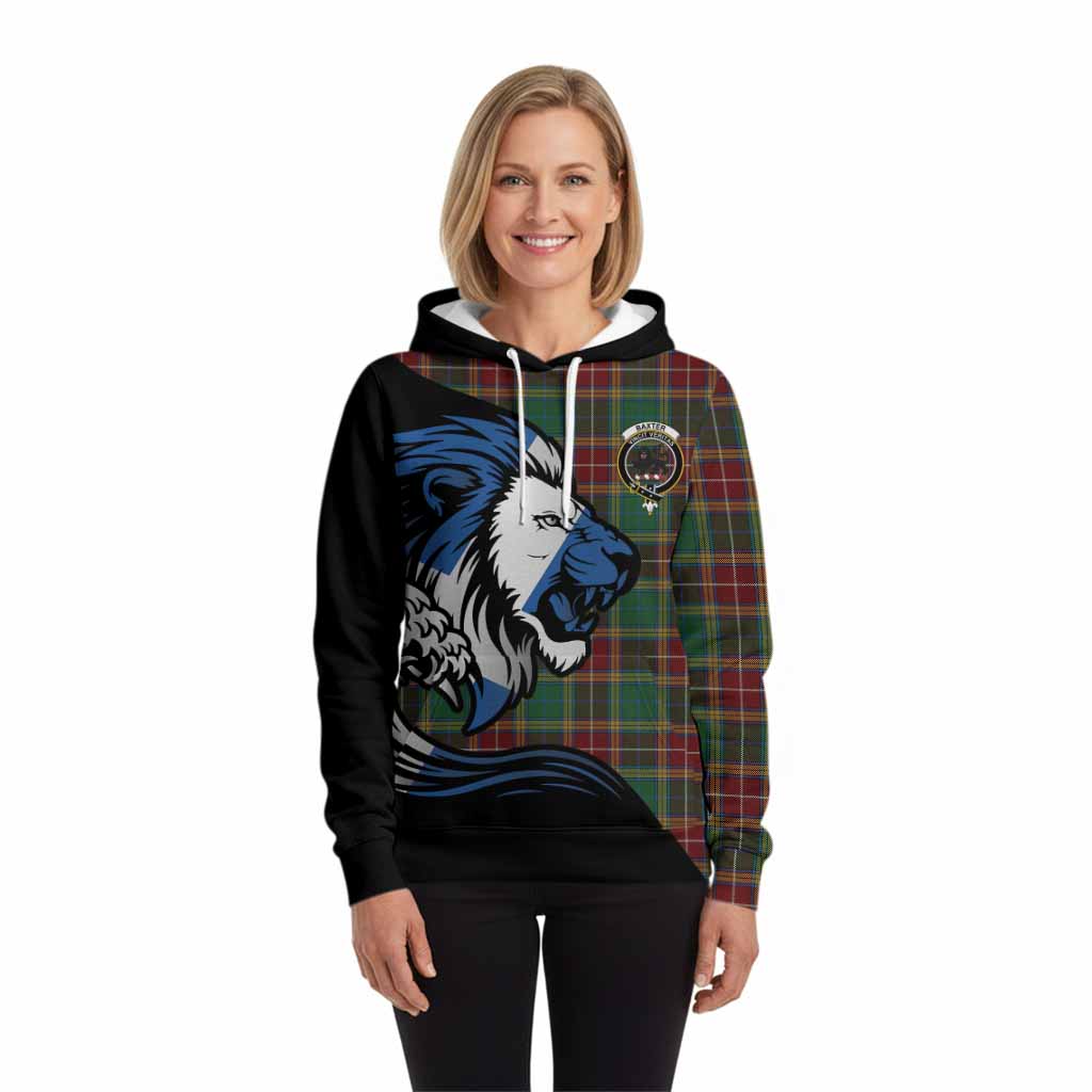 Baxter Tartan Crest Hoodie Scottish Golden Lions Wave Flow
