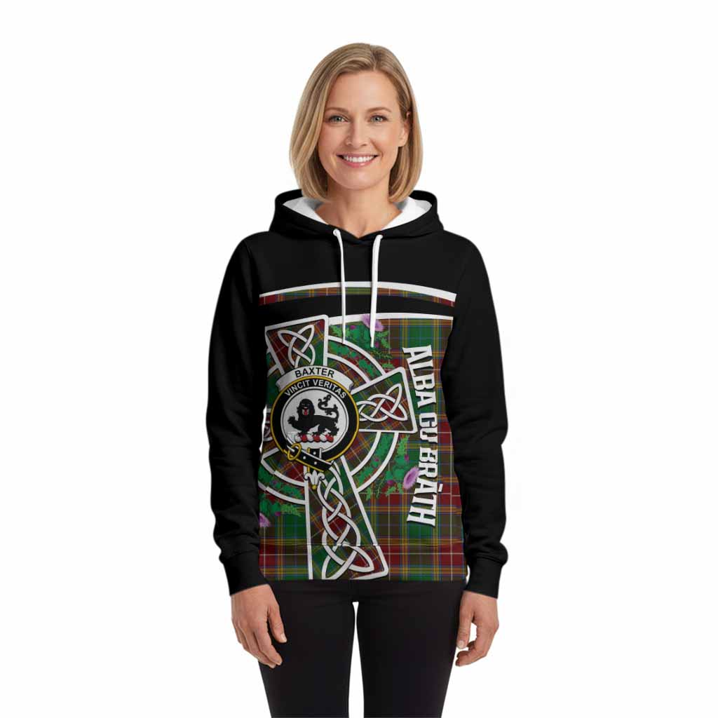 Baxter Tartan Crest Hoodie Scottish Thistle Celtic Cross Alba Gu Brath