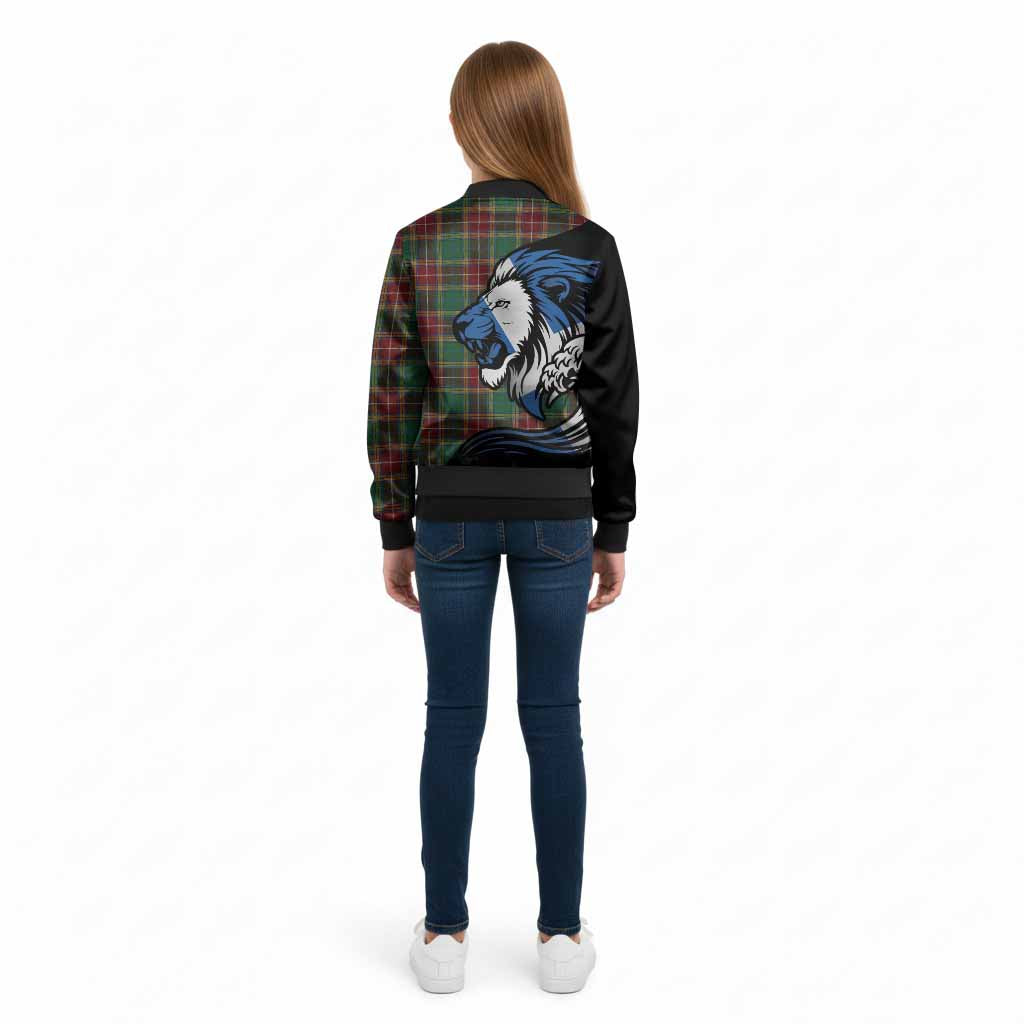 Baxter Tartan Crest Kid Bomber Jacket Scottish Golden Lions Wave Flow
